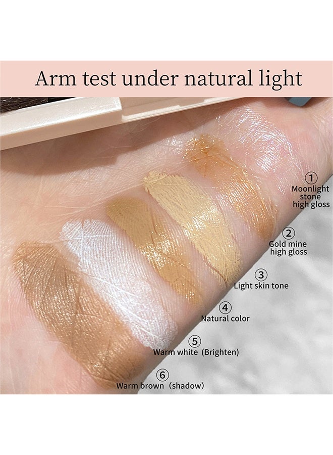 JULIA POP Shape the outline exquisite cosmetic plate，Pro Cream Highlight and Contour Palette Kit with Mirror & Brush for Women.   White Silver Gold Highlight Brown ，Face Correcting Concealer Palette  - Image 3
