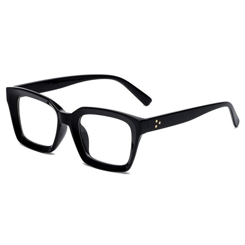 EYLRIM Classic Thick Square Frame Clear Lens Glasses for Women Men Non Prescription Eyeglasses(A1 Bright Black) - Image 1