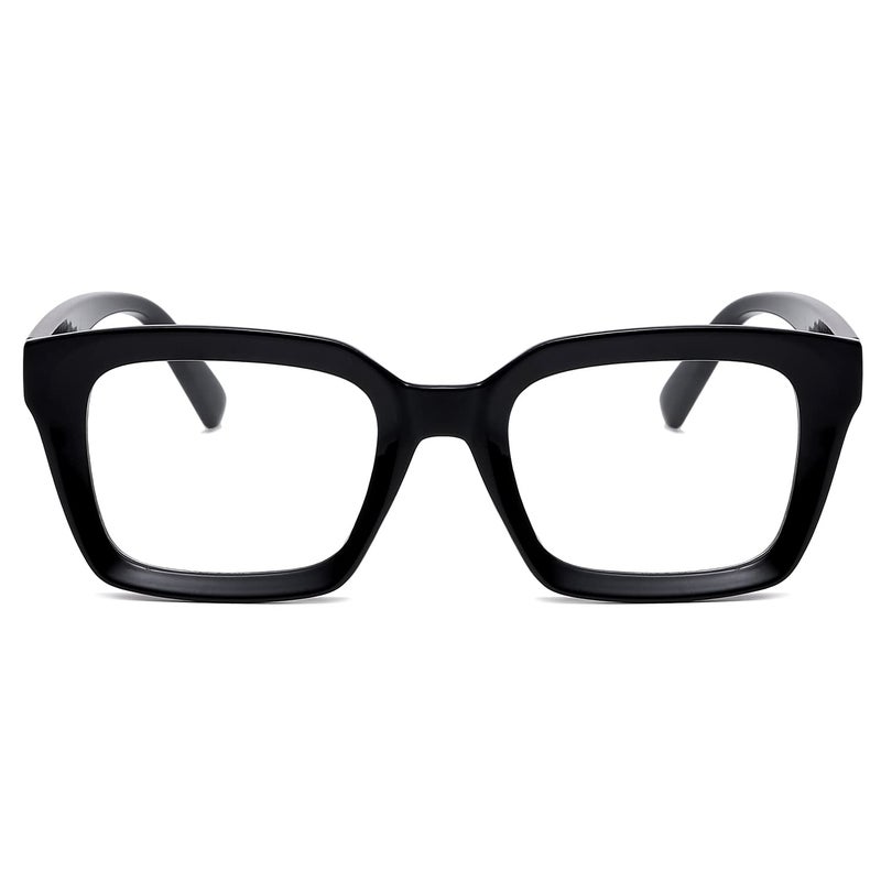 EYLRIM Classic Thick Square Frame Clear Lens Glasses for Women Men Non Prescription Eyeglasses(A1 Bright Black) - Image 3