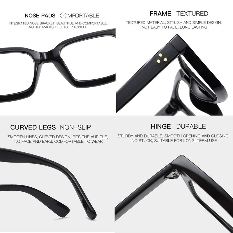 EYLRIM Classic Thick Square Frame Clear Lens Glasses for Women Men Non Prescription Eyeglasses(A1 Bright Black) - Image 4