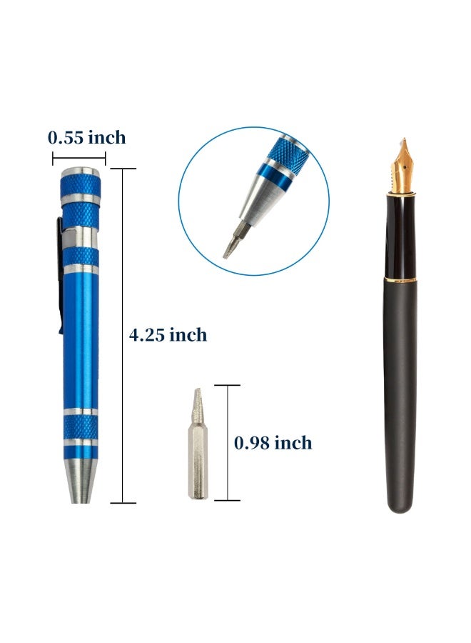 8-In-1 Mini Screwdriver Set Small Screwdriver Pen Magnetic Repair Tool Edc Compact Precision Small Tool Suitable For Daily Home Modification Of Computer Glasses (Blue) - Image 5