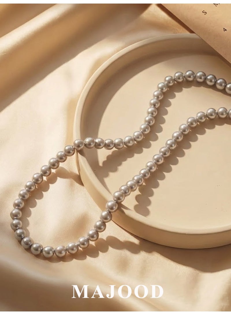 MAJOOD Women's Crystal Pearl Clavicle Necklace/6mm - Image 1