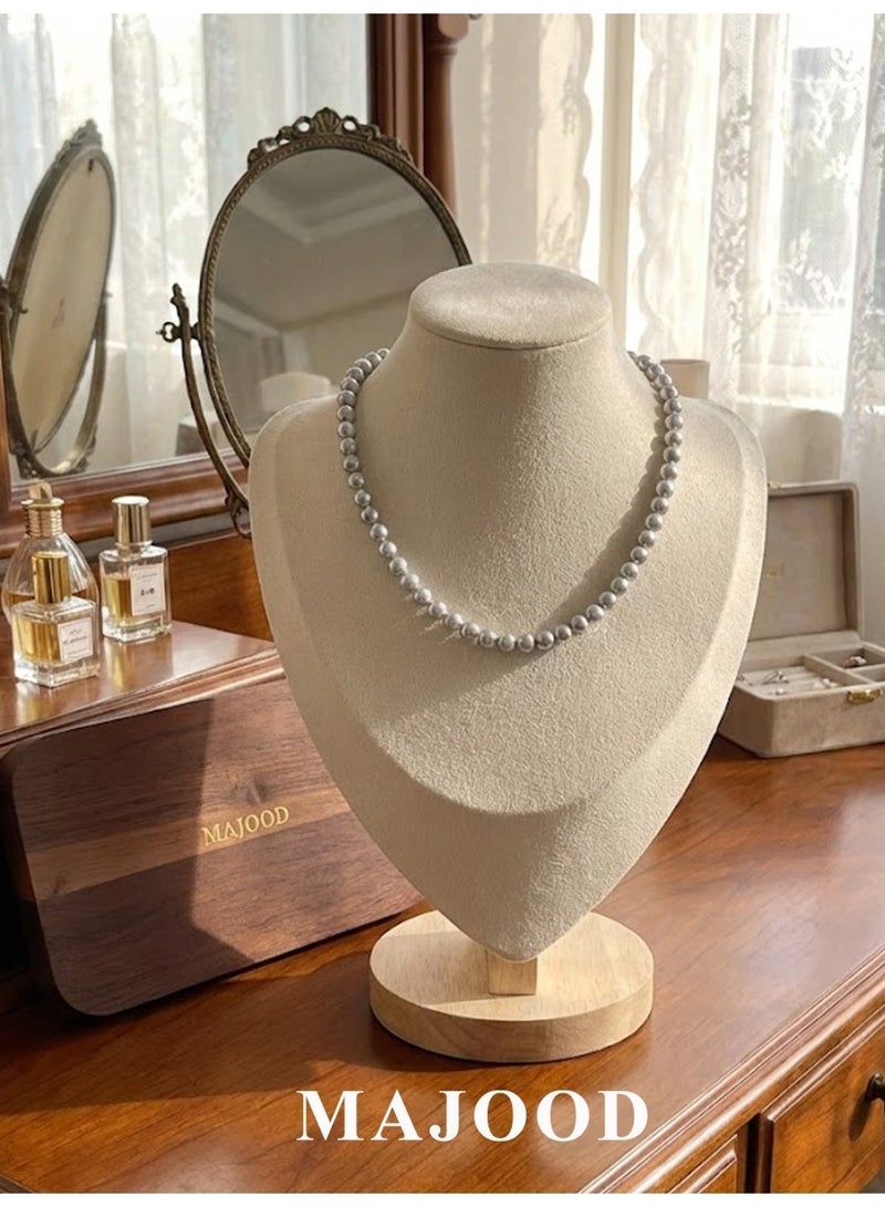 MAJOOD Women's Crystal Pearl Clavicle Necklace/6mm - Image 5