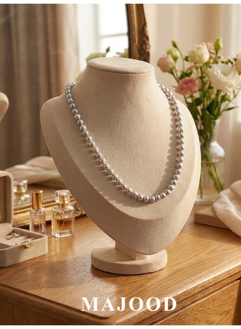 MAJOOD Women's Crystal Pearl Clavicle Necklace/6mm - Image 3