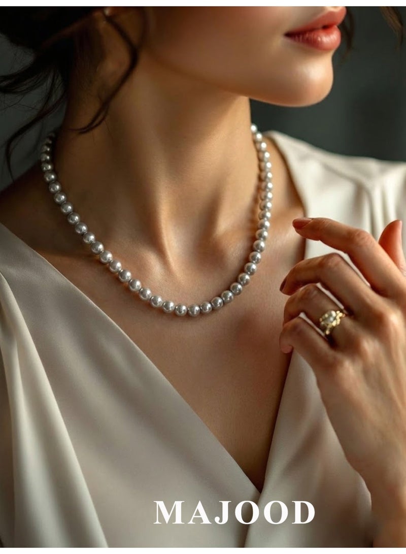 MAJOOD Women's Crystal Pearl Clavicle Necklace/6mm - Image 4