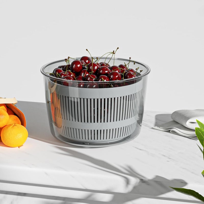Cambom Salad Spinner Lettuce Spinner, Wash, Spin & Dry Salad Greens, Vegetable Washer Salad Dryer With Rotary Handle for Fruits & Vegetables, High Efficiency Vegetable Spinner Kitchen Gadget 3Qt White - Image 3