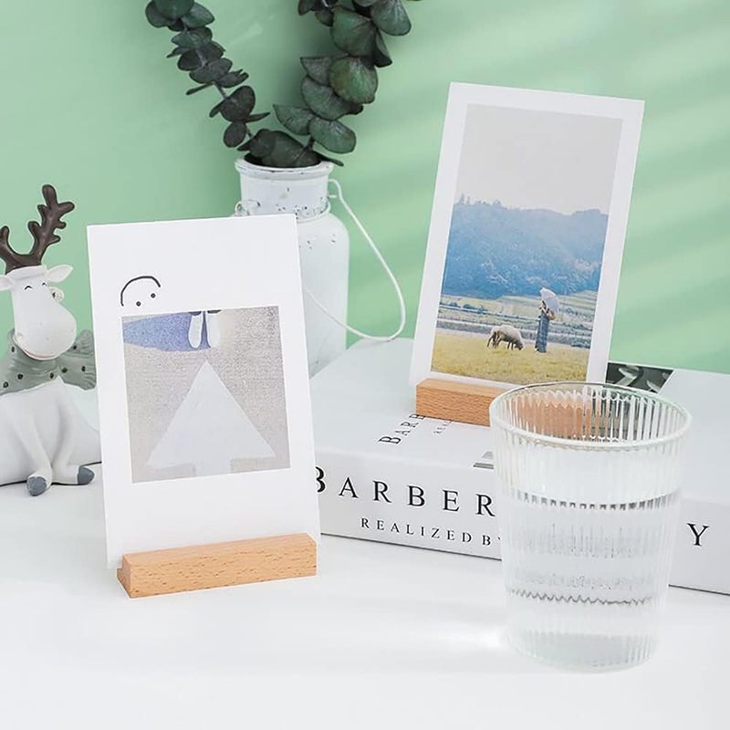 Snoogg SNOOGG 6 inch 5 pc Pack Pine Wood Place Card Holders Wood Table Number Stands Picture Holder Acrylic Sign Holders for Wedding Dinner Home Party Events Decoration  - Image 3