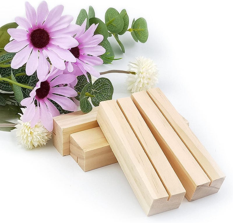 Snoogg SNOOGG 6 inch 5 pc Pack Pine Wood Place Card Holders Wood Table Number Stands Picture Holder Acrylic Sign Holders for Wedding Dinner Home Party Events Decoration  - Image 4