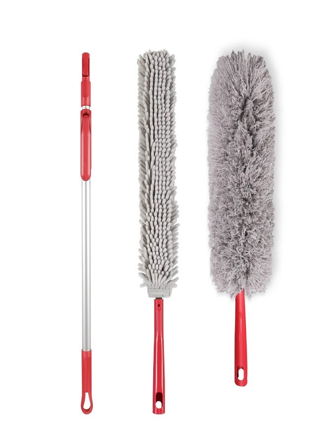 CLEANHOME 69" Bendable Microfiber Feather and Chenille Duster Kit, with Aluminum Telescoping Handle & 2 Removable Washable Heads, Duster for Ceiling Fan, Furniture Top, High Places - Image 1