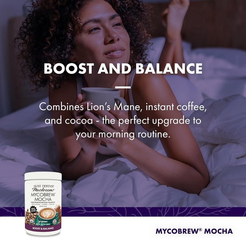 Host Defense MycoBrew Mocha - Superfood Mushroom Drink Mix with Lion's Mane, Cocoa, and 100% Arabica Coffee - 10.6 oz (20 Servings) - Image 5