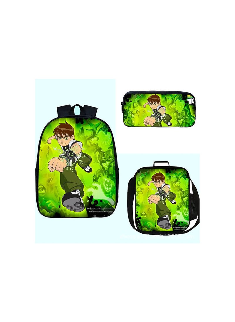 Generic Hot-selling teenager hacke schoolbag ben10 primary and secondary school students backpacks saddle bag pen bag three-piece set new,6-Three-piece set (shoulder bag + satchel + pencil bag)  - Image 1