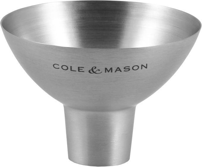 COLE & MASON Stainless Steel Salt and Pepper Funnel - Versatile Small Funnel for Filling Spice Jars and Other Kitchen Essentials - Convenient Funnels for Kitchen Use Filling Bottles - Metal Funnel - Image 1