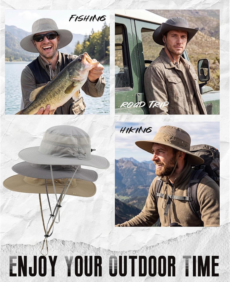 Connectyle Outdoor Mesh Sun Hat with Wide Brim and UV Protection - Army Green - Image 4