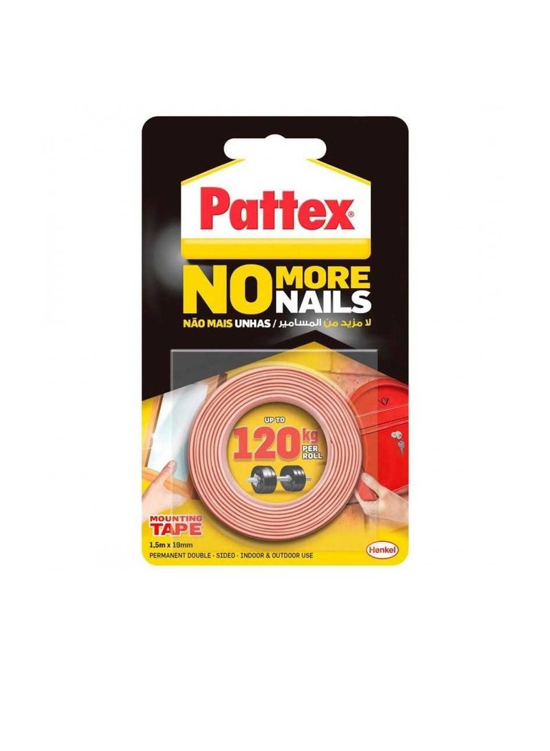Pattex No More Nails 120kg - Mounting Tape - (1.5m X 19mm) - Image 1