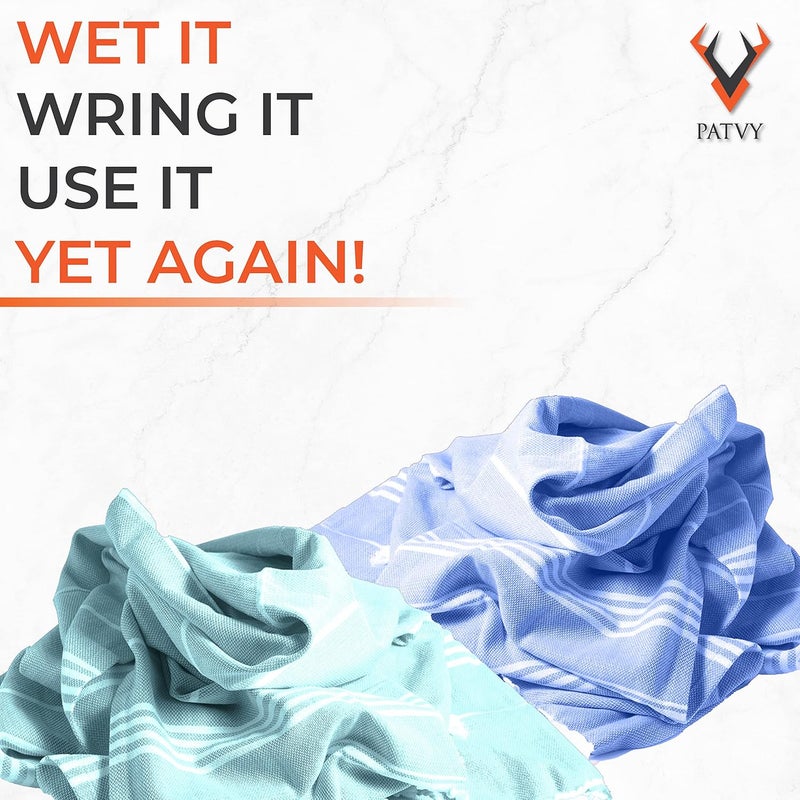 PATVY Bath Towels| Light Weight Turkish Style Bath Towels For Men Large Size Cotton|75 X 150Cm Quick Absorption & Faster | 100% Cotton, Royal Blue, Pink & Water Green(Pack Of 3), 90 Gsm - Image 3
