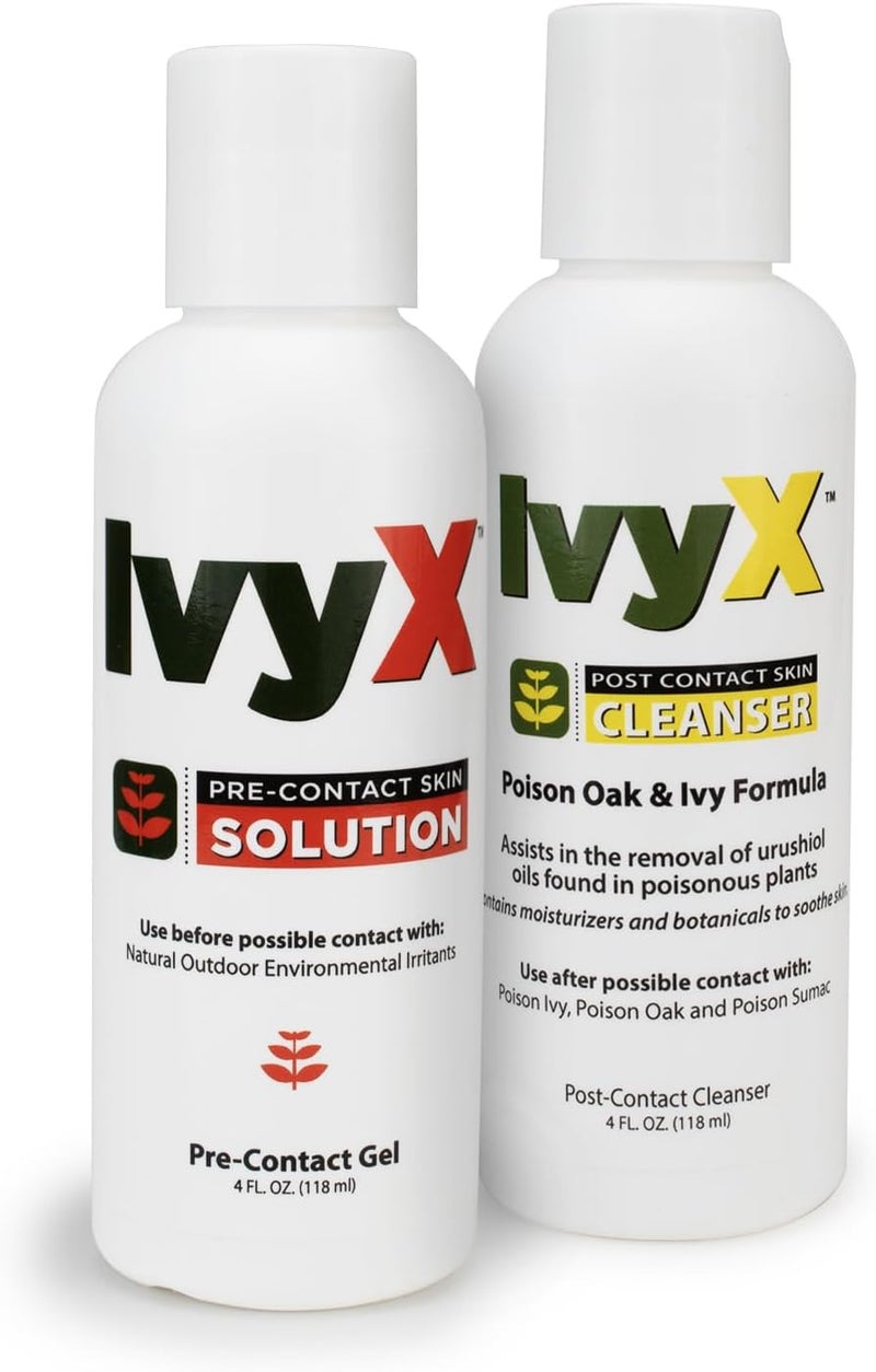 CoreTex Ivy X Pre & Post Poison Ivy Treatment Combo Kit - 4oz Bottles of Rash Prevention & Treatment to Protect Against Itching - Also Works on Poison Oak & Sumac Oils