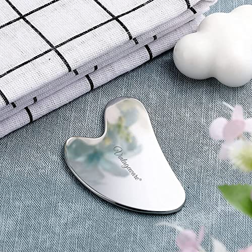 Vintageware® Gua Sha Tool For Face | Stainless Steel Guasha | Original Facial Tools Metal Gua Sha | Beauty Tool for Body Eyes Neck Massager (Heart Shape) - Image 5