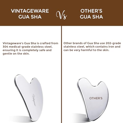 Vintageware® Gua Sha Tool For Face | Stainless Steel Guasha | Original Facial Tools Metal Gua Sha | Beauty Tool for Body Eyes Neck Massager (Heart Shape) - Image 3