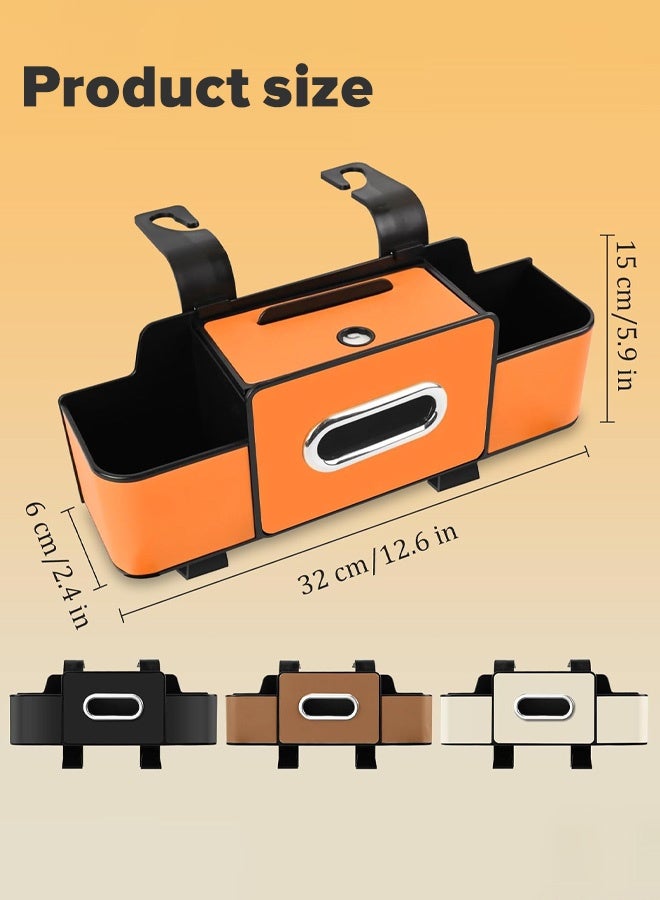 حقيبة تخزين متعددة الجيوب على ظهر المقعد، مع حامل طاولة قابل للطي من الجلدحاملة اكواب للسياره - Image 3