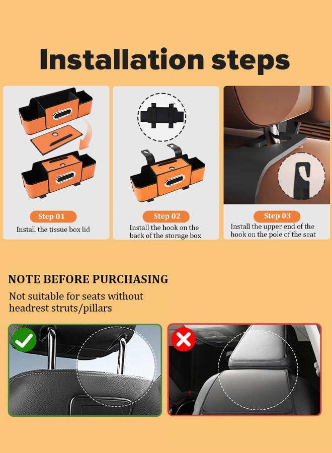 حقيبة تخزين متعددة الجيوب على ظهر المقعد، مع حامل طاولة قابل للطي من الجلدحاملة اكواب للسياره - Image 4