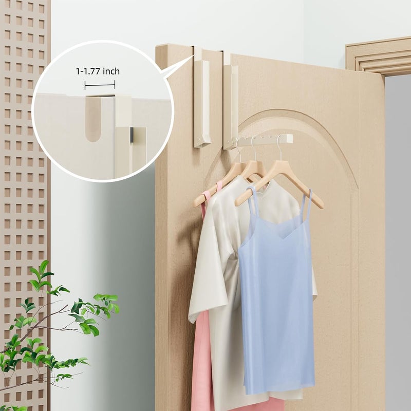 BAKON Over The Door Hanger Folding Clothes Drying Rack, Folding Hanging Coat Rack for Indoor Laundry Room Compact Small Space Foldable Portable Clothing Hanger Hook Collapsible-2 Pack (Beige) - Image 3