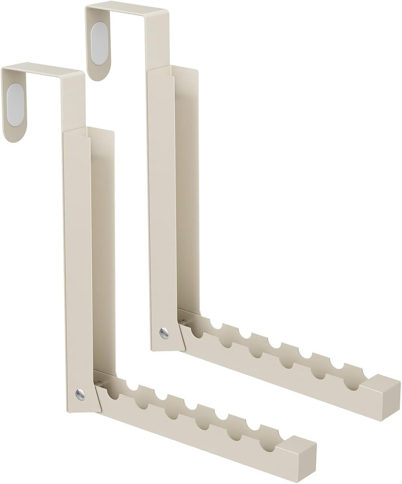 BAKON Over The Door Hanger Folding Clothes Drying Rack, Folding Hanging Coat Rack for Indoor Laundry Room Compact Small Space Foldable Portable Clothing Hanger Hook Collapsible-2 Pack (Beige) - Image 1