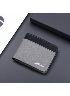 Canvas Wallet Short Bifold Mens Colorblock Leather 23 short canvas Gray