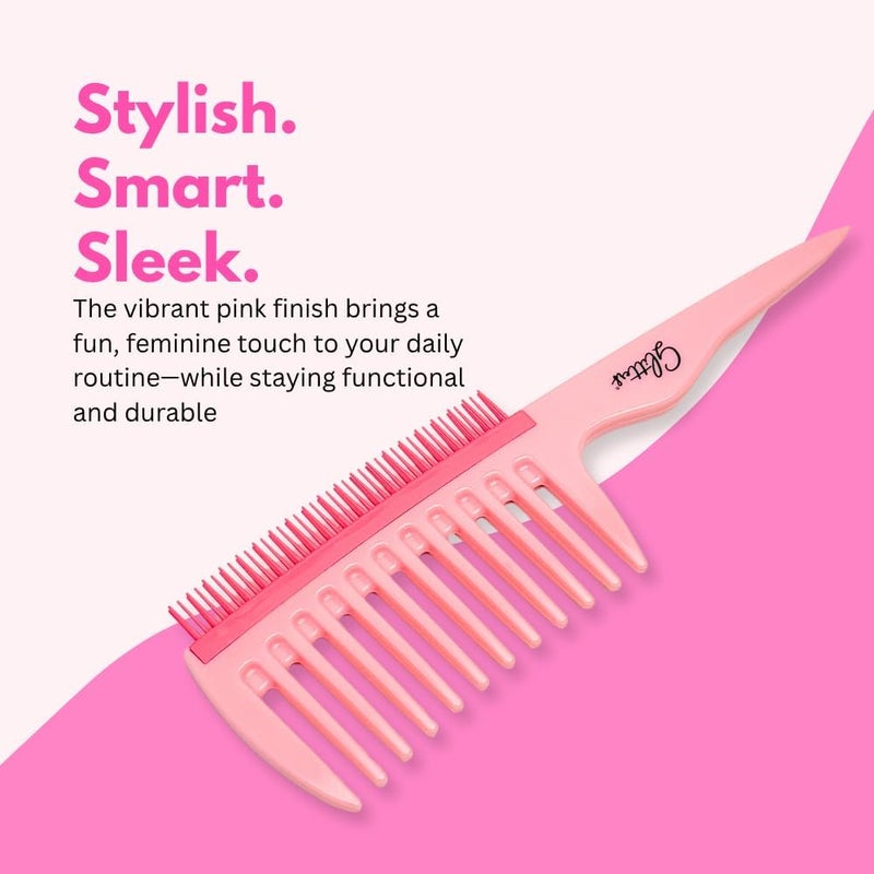 Glitters Professional Hair Brush Set - 3-Piece Detangling Collection in Pink - Image 4