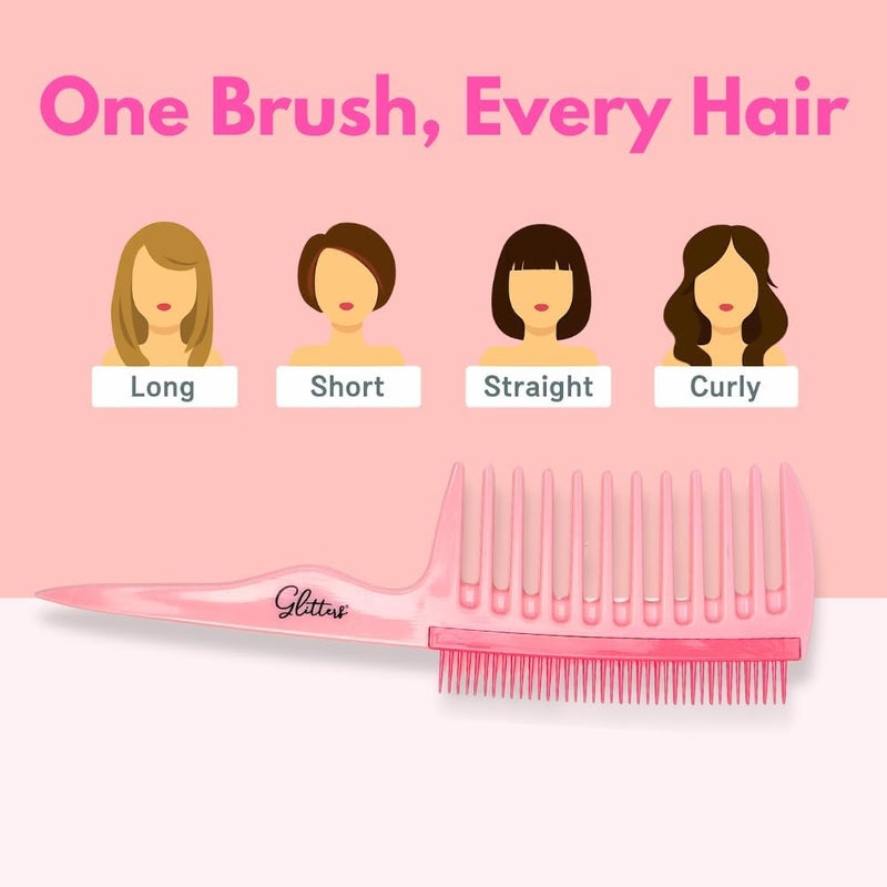 Glitters Professional Hair Brush Set - 3-Piece Detangling Collection in Pink - Image 5