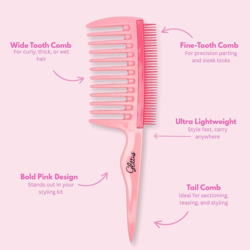 Glitters Professional Hair Brush Set - 3-Piece Detangling Collection in Pink - Image 2