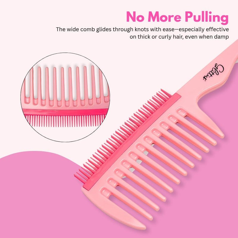 Glitters Professional Hair Brush Set - 3-Piece Detangling Collection in Pink - Image 3