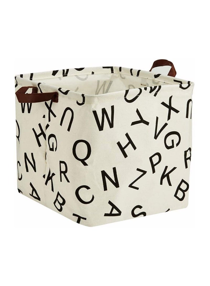 Square Storage Basket Canvas Collapsible Organizer Bins for Book, Nursery, Kid's Toys, Closet and Laundry, Gift Baskets, Storage Basket Bin Set, Large Laundry Basket, Storage Basket - Image 1