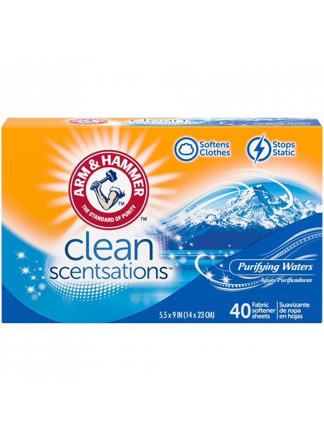 ARM & HAMMER Fabric Softener Sheets, 40 sheets, Purifying Waters - Image 1