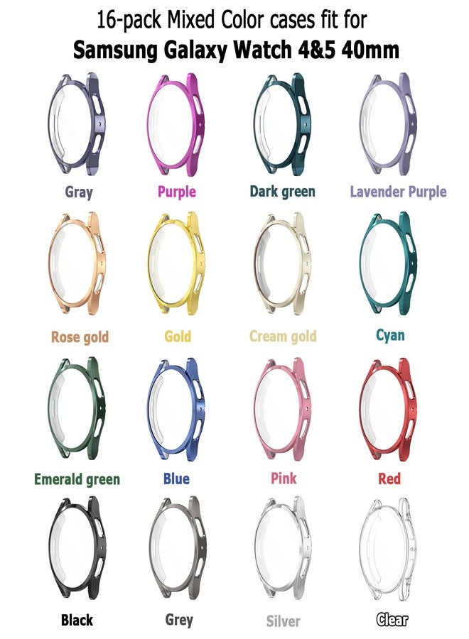 RICHONE [16Pack] Compatible with Samsung Galaxy Watch 4/5/FE 40mm Screen Protector, Flexible TPU Bumper Case Full Protection Face Covers Accessories for Samsung Watch FE 5/4 40 MM 16 Pcs Multicolor - Image 5