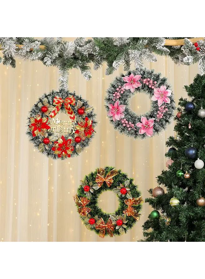 Golden Safflower Christmas Wreath Holiday Door Wall Decor Vintage Style Garland - Image 3
