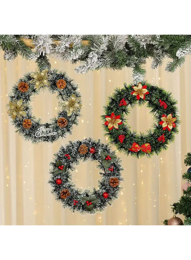 Golden Safflower Christmas Wreath Holiday Door Wall Decor Vintage Style Garland - Image 2