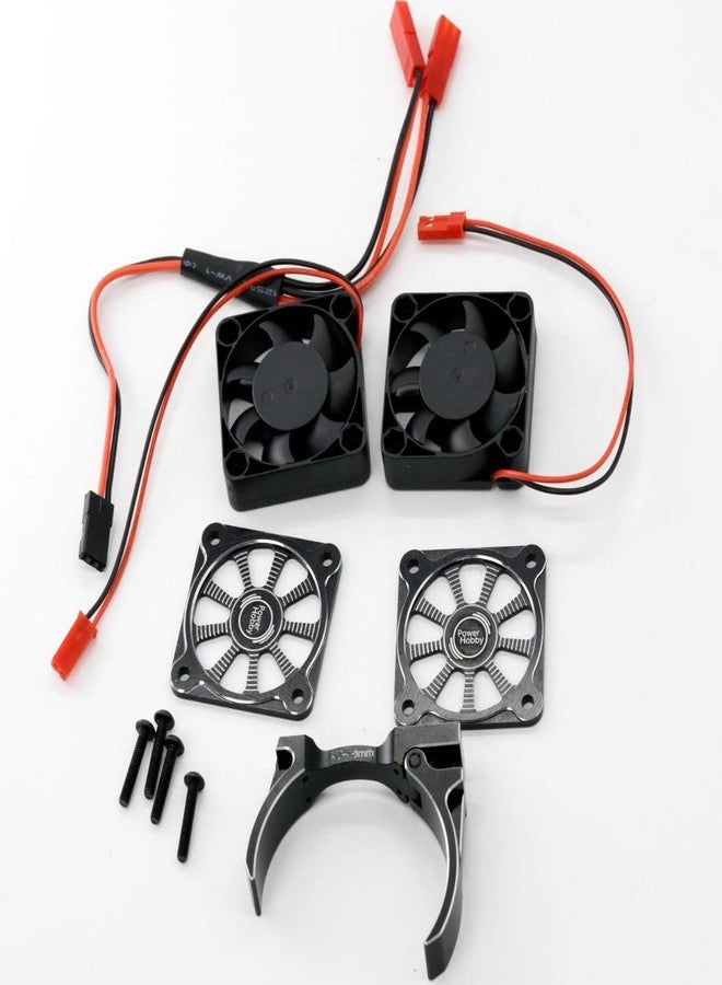 Power Hobbies Powerhobby Aluminum Heatsink 40mm 1/8 1/6 1/7 Dual High Speed Cooling Fans w/Cover (Black) - Image 2