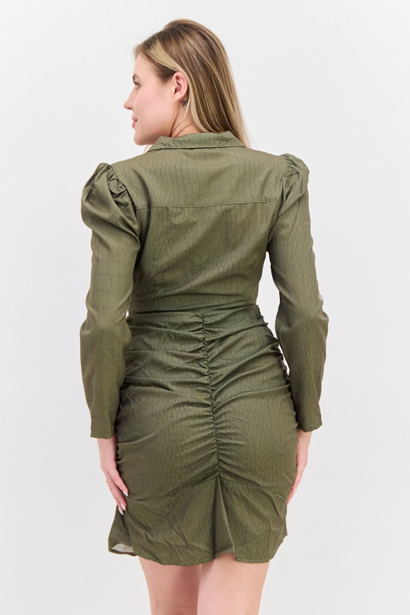 Missguided Women Petite Allover Printed Mini Dress, Khaki - Image 3