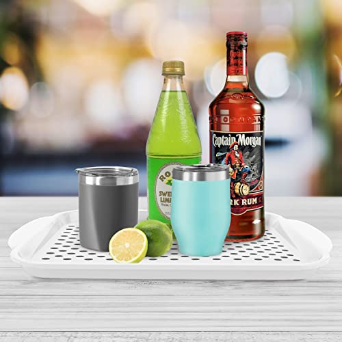 OGGI Anti Slip Serving Tray with Handles- White Rectangle Server - Ideal for Eating, Breakfast Tray, Food Tray, Appetizer, Serving - Image 4