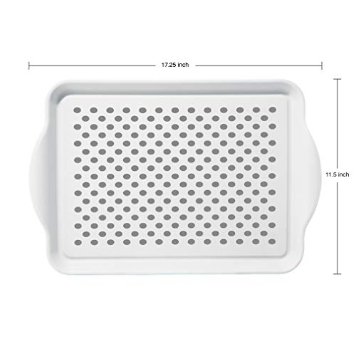 OGGI Anti Slip Serving Tray with Handles- White Rectangle Server - Ideal for Eating, Breakfast Tray, Food Tray, Appetizer, Serving - Image 3