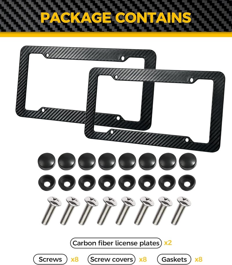 UBOG 2 Pack License Pate Frames,License Plate Cover,Carbon Fiber License Plate Frame,Car Accessories Number Plate Frames with Fasteners and Screws,Fit for All America and Canada License Plate All-round unified build - Image 2