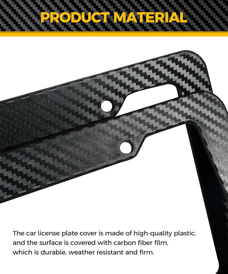 UBOG 2 Pack License Pate Frames,License Plate Cover,Carbon Fiber License Plate Frame,Car Accessories Number Plate Frames with Fasteners and Screws,Fit for All America and Canada License Plate All-round unified build - Image 3