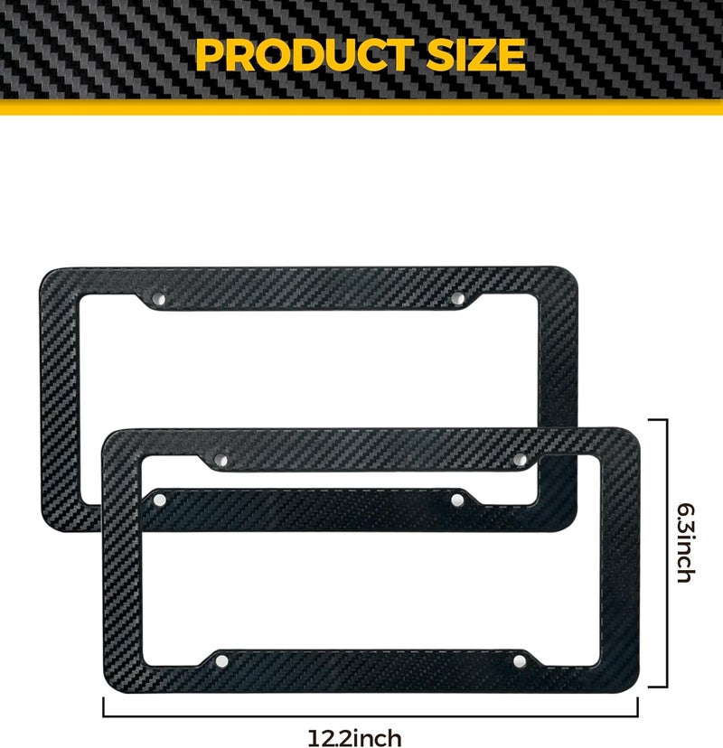 UBOG 2 Pack License Pate Frames,License Plate Cover,Carbon Fiber License Plate Frame,Car Accessories Number Plate Frames with Fasteners and Screws,Fit for All America and Canada License Plate All-round unified build - Image 4