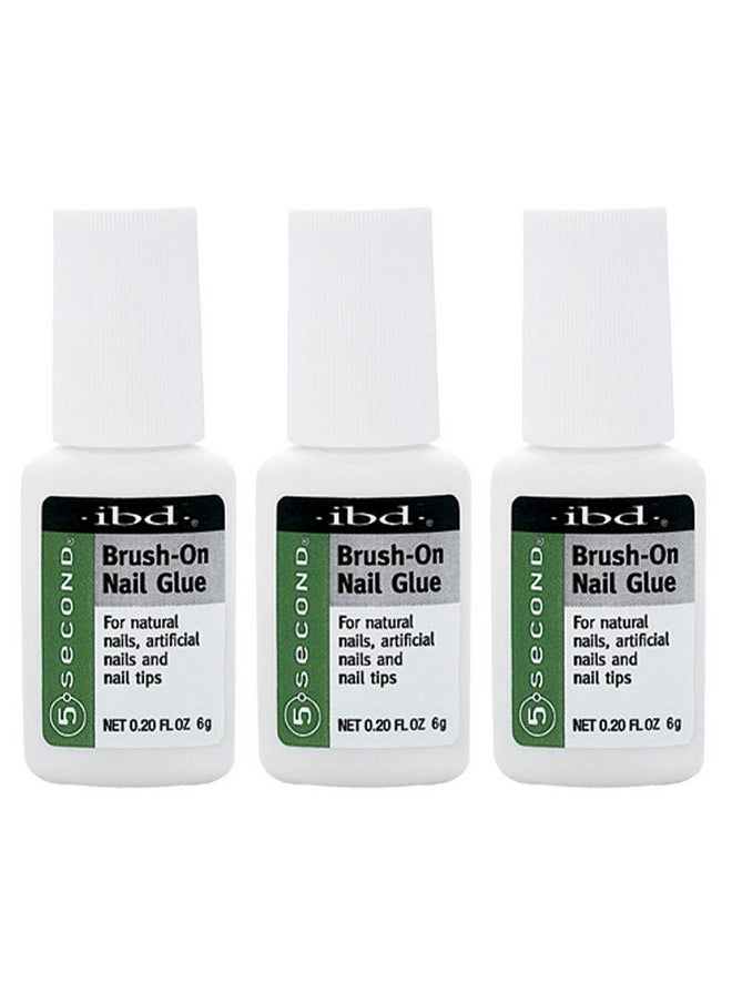 Ibd 5 Second Brush On Nail Glue 6 G, For Nail Tips, Full Cover Nails, And For Repairing Of Cracked, Split Natural Nails, 3 Packs  - Image 1