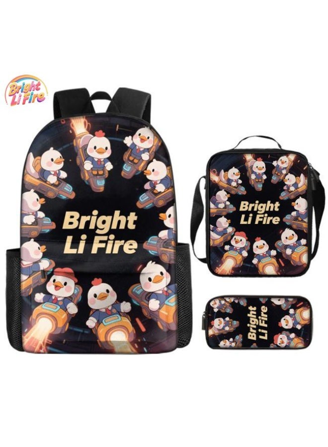 واضح من النار حقيبة كرتونية من ثلاث قطع، يسهل التعامل معها في مناسبات مختلفة (متوفرة للطلاب والأطفال والأصدقاء في النزهايات وتسلق الجبال والتعليم المدرسي وما إلى ذلك) | الكتفين + حقائب اليد + حقائب القرطاسية | موسم العودة إلى المدرسة / هدايا المهرجان - 4 - Image 1