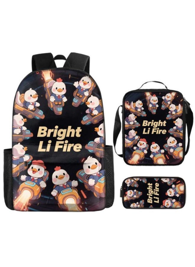 واضح من النار حقيبة كرتونية من ثلاث قطع، يسهل التعامل معها في مناسبات مختلفة (متوفرة للطلاب والأطفال والأصدقاء في النزهايات وتسلق الجبال والتعليم المدرسي وما إلى ذلك) | الكتفين + حقائب اليد + حقائب القرطاسية | موسم العودة إلى المدرسة / هدايا المهرجان - 4 - Image 2