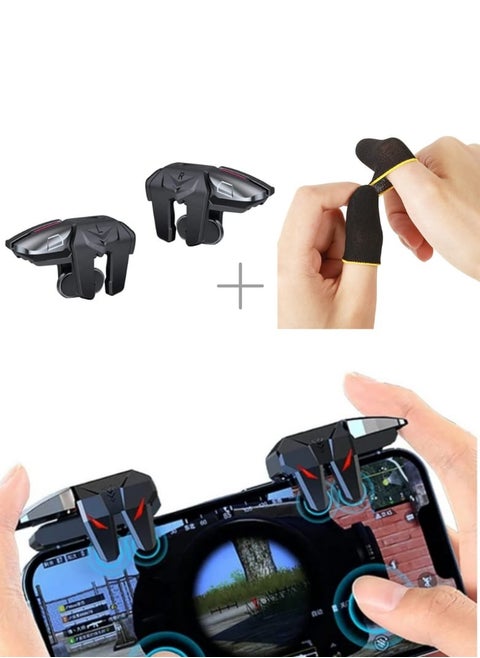 PUBG Triggers L1R1 L2R2 Mobile Gaming Trigger Aim Button Handle Shooter Controller for Mobile - Includes Finger gloves