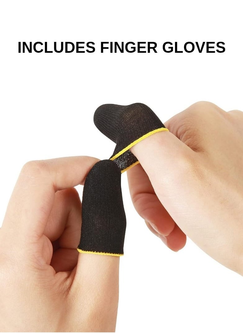 PUBG Triggers L1R1 L2R2 Mobile Gaming Trigger Aim Button Handle Shooter Controller for Mobile - Includes Finger gloves