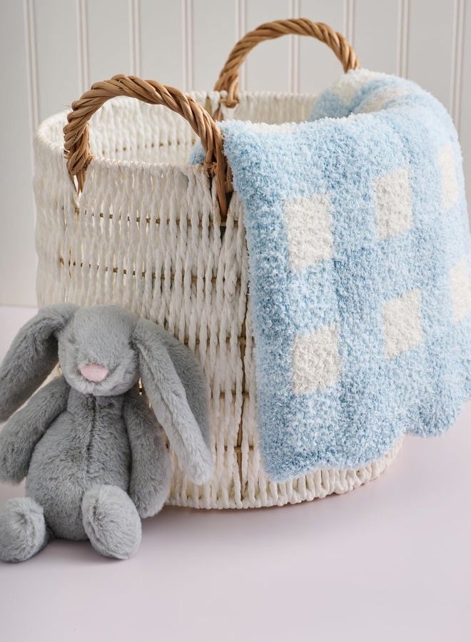 mud pie Children's Blue Gingham Chenille Blanket - Image 2