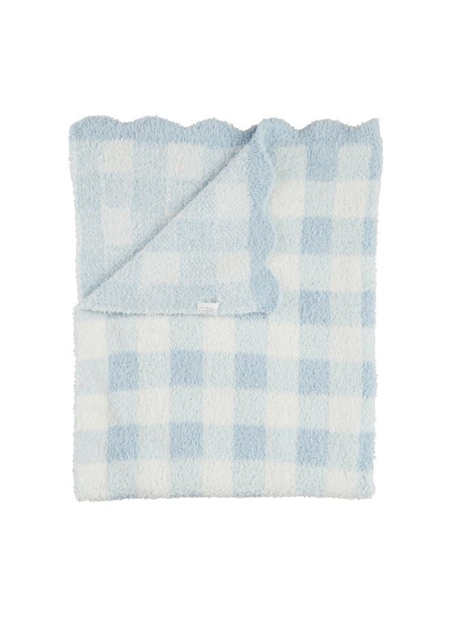mud pie Children's Blue Gingham Chenille Blanket - Image 1